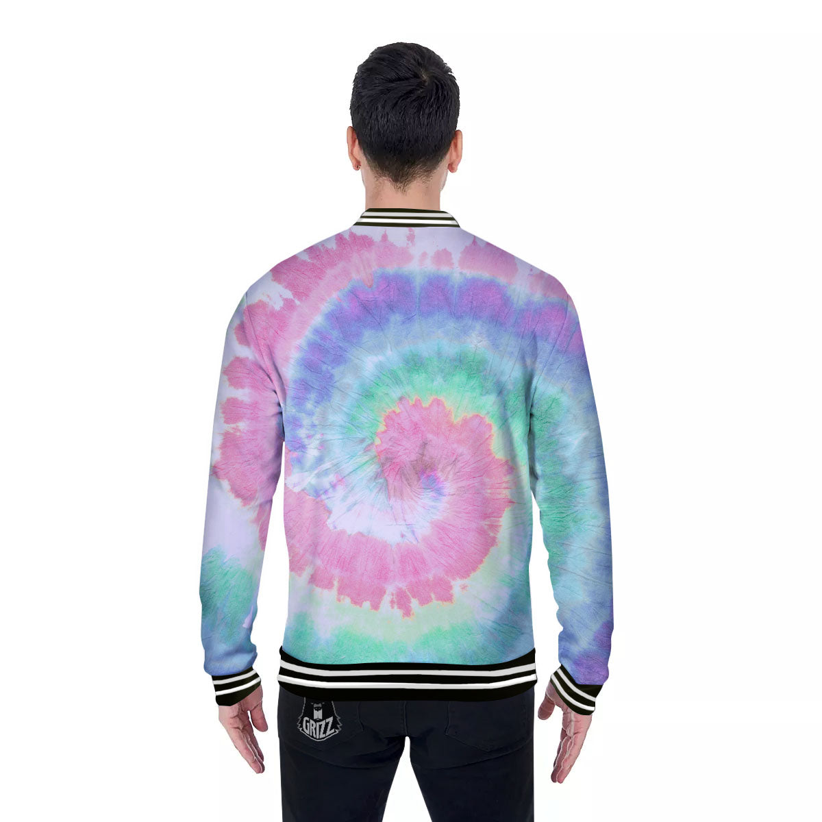 Tie Dye Pastel Print Baseball Jacket-grizzshop