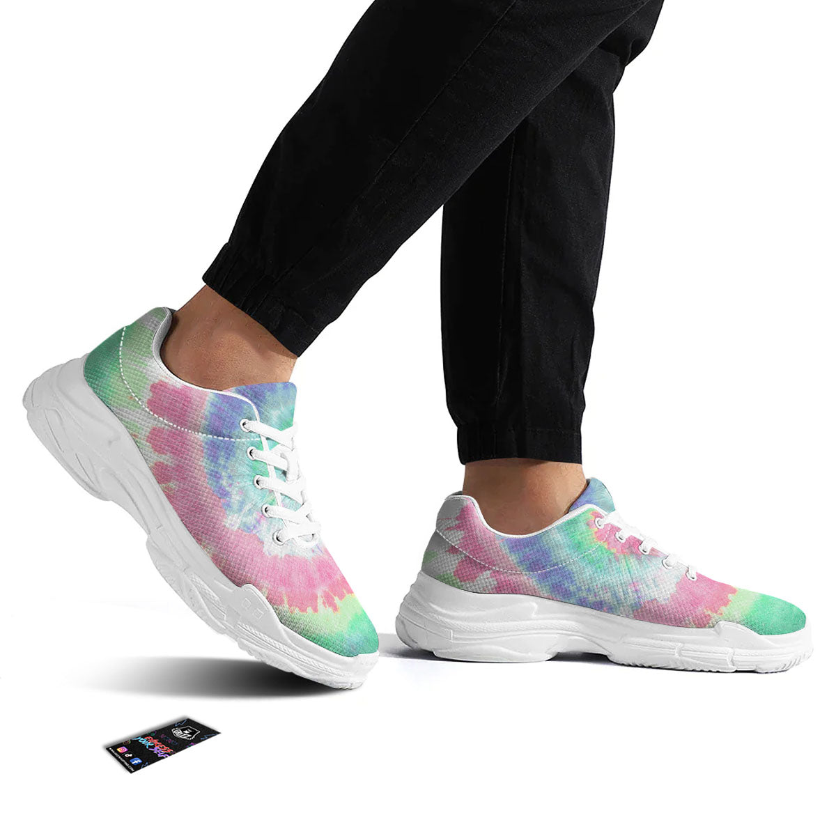 Tie Dye Pastel Print White Chunky Shoes-grizzshop
