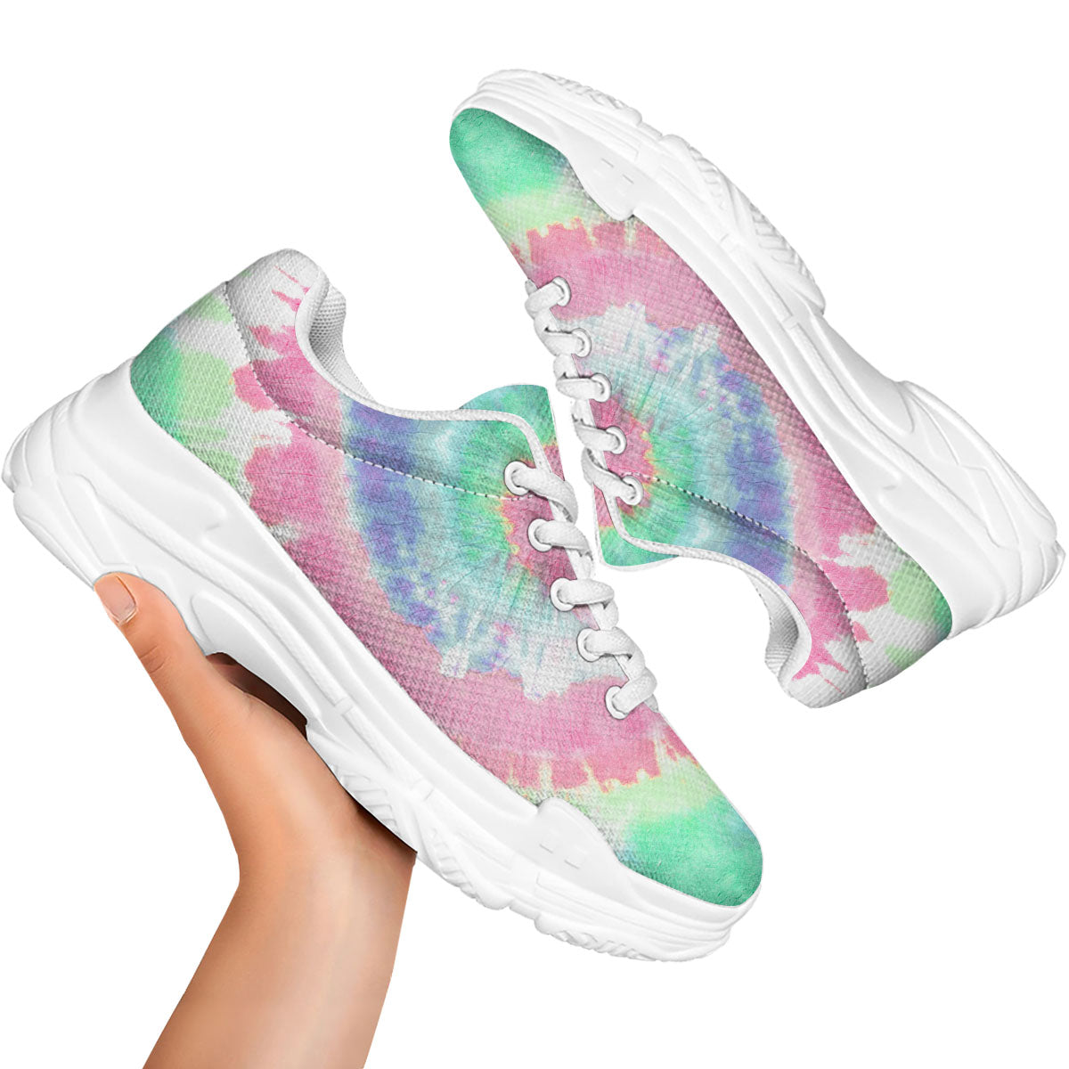 Tie Dye Pastel Print White Chunky Shoes-grizzshop
