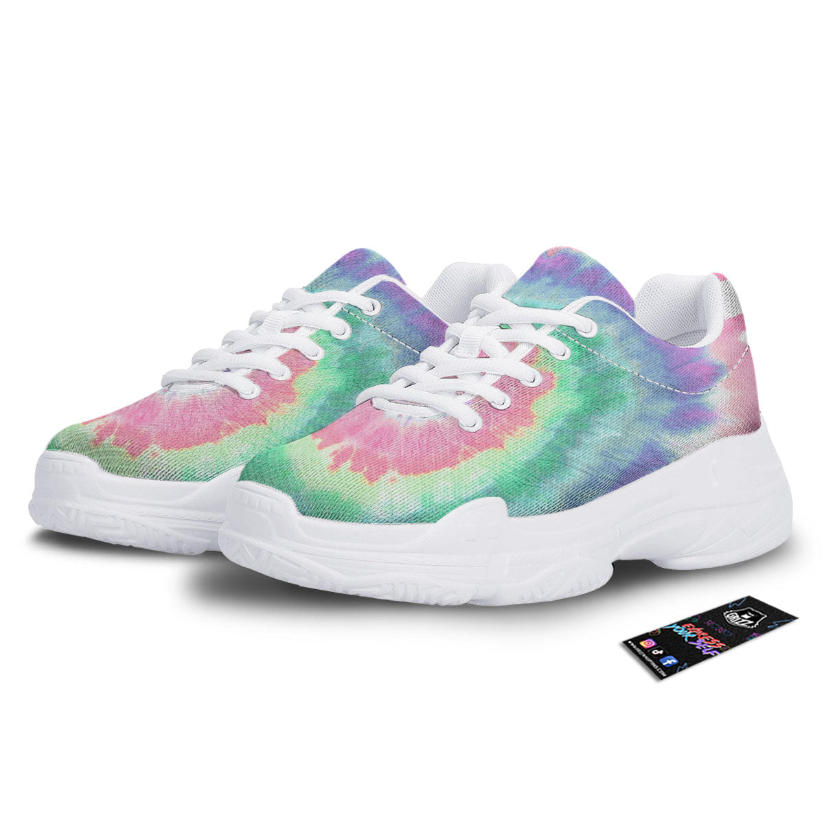 Tie Dye Pastel Print White Chunky Shoes-grizzshop