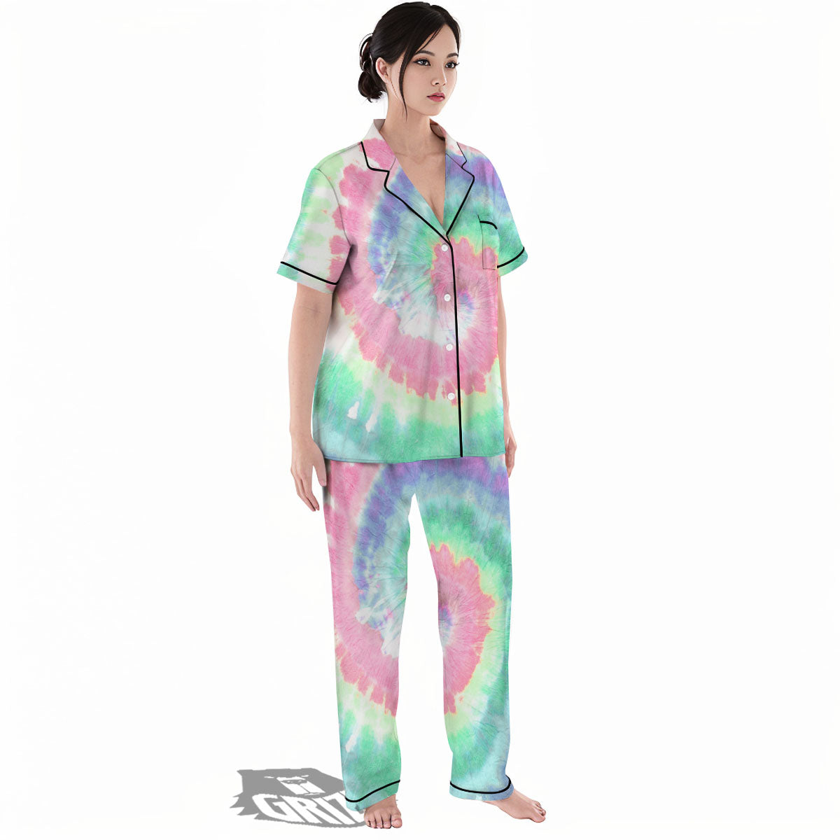 Tie Dye Pastel Print Women's Pajamas Set-grizzshop