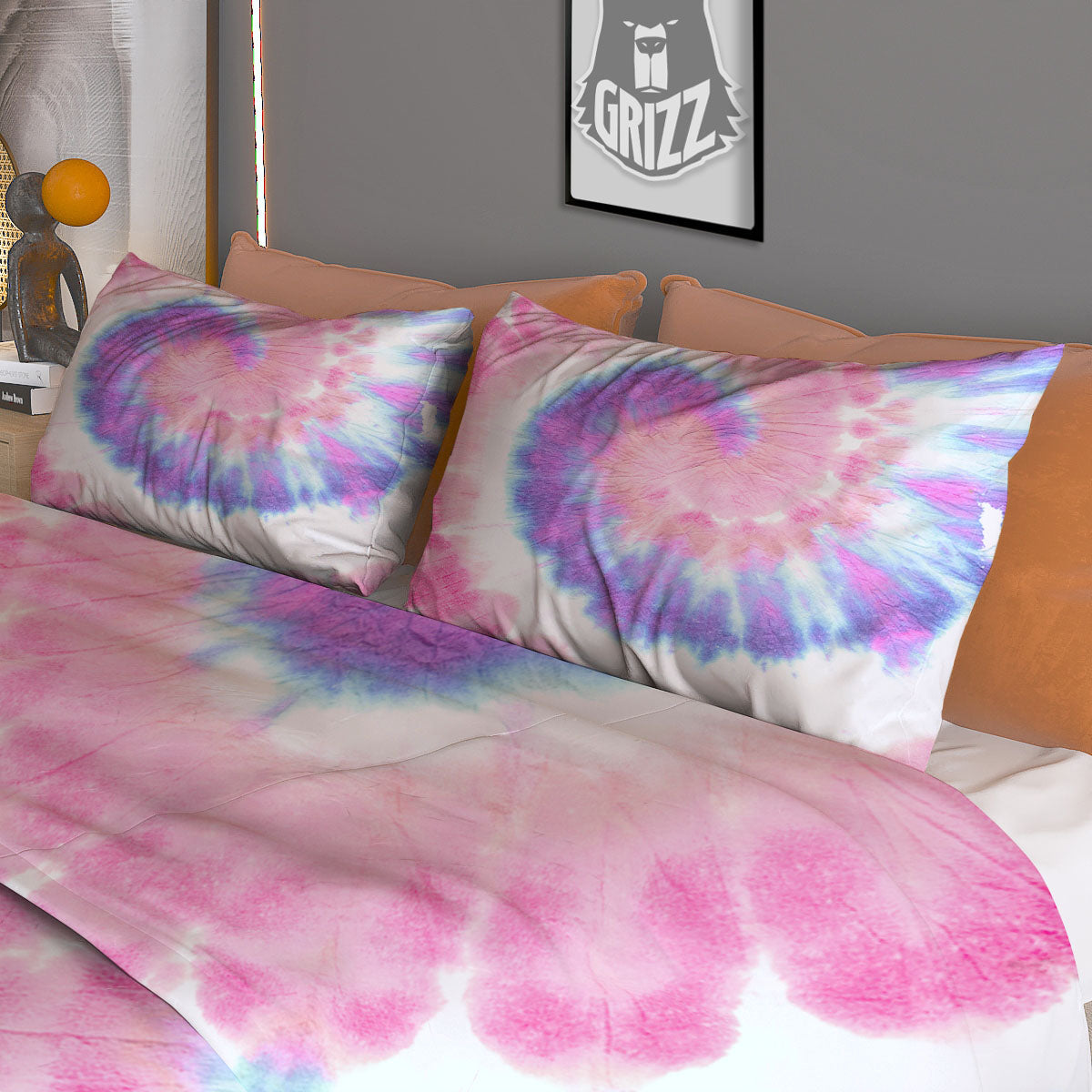 Tie Dye Pastel Spiral Print Duvet Cover Bedding Set