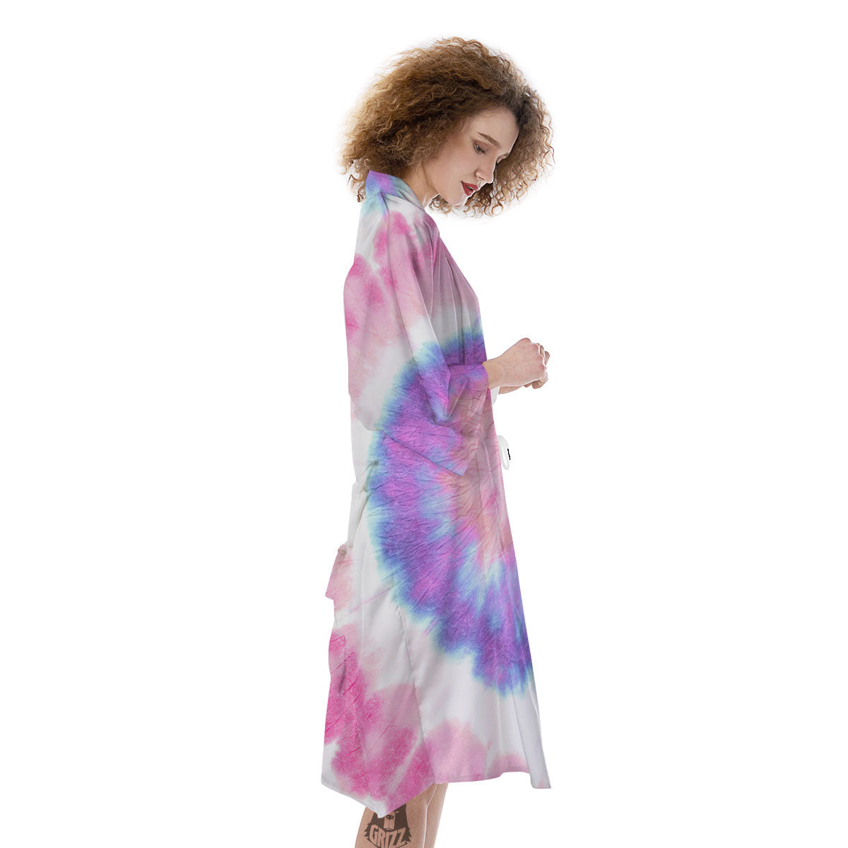 Tie Dye Pastel Spiral Print Kimono-grizzshop