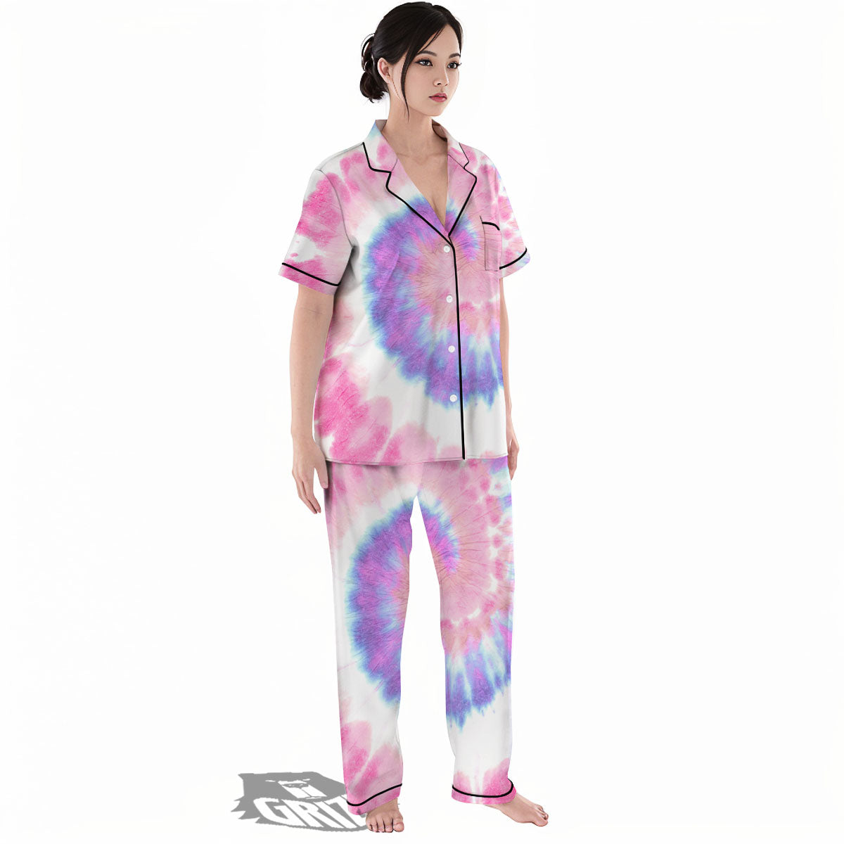 Tie Dye Pastel Spiral Print Women's Pajamas Set-grizzshop