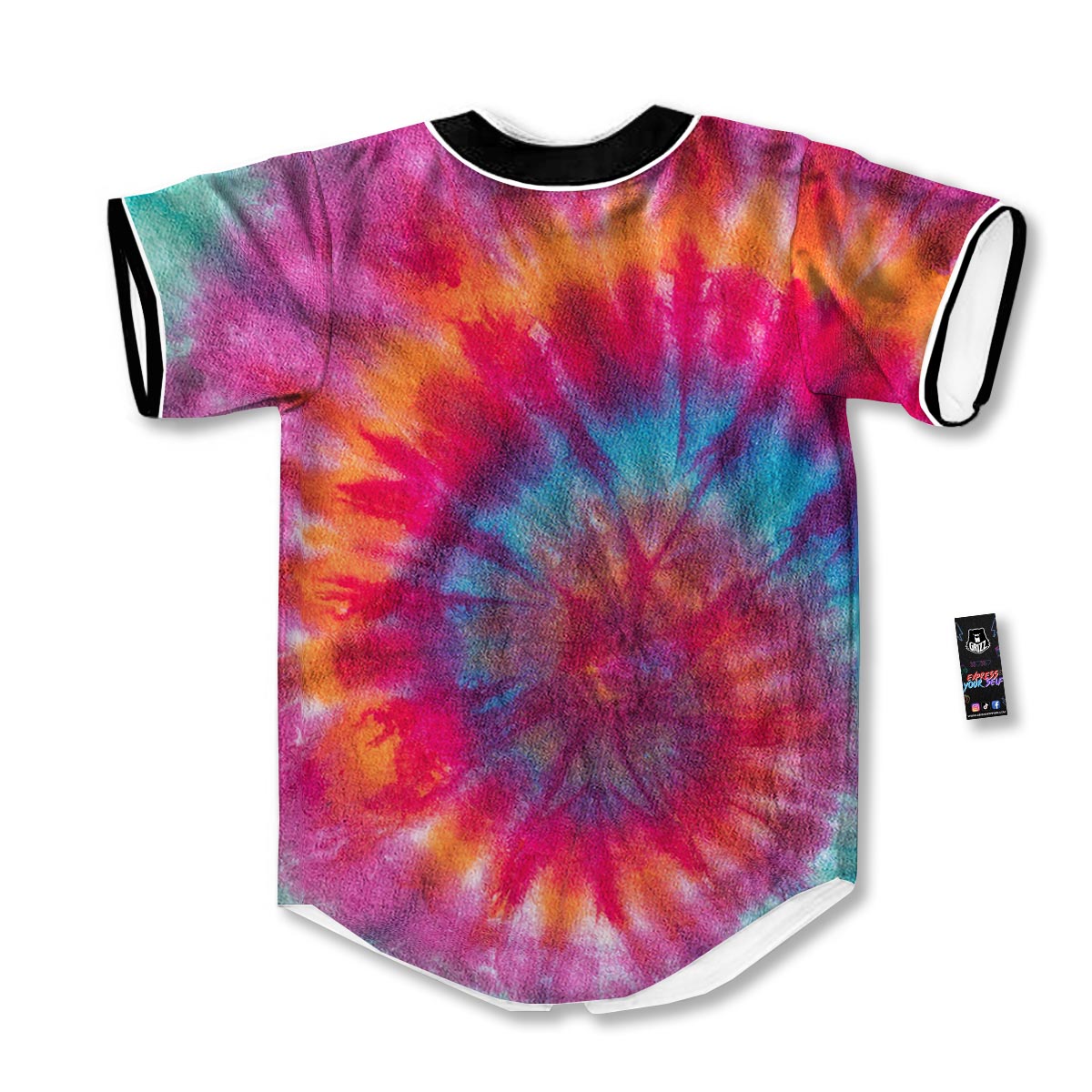 Tie Dye Pattern Print Baseball Jersey-grizzshop