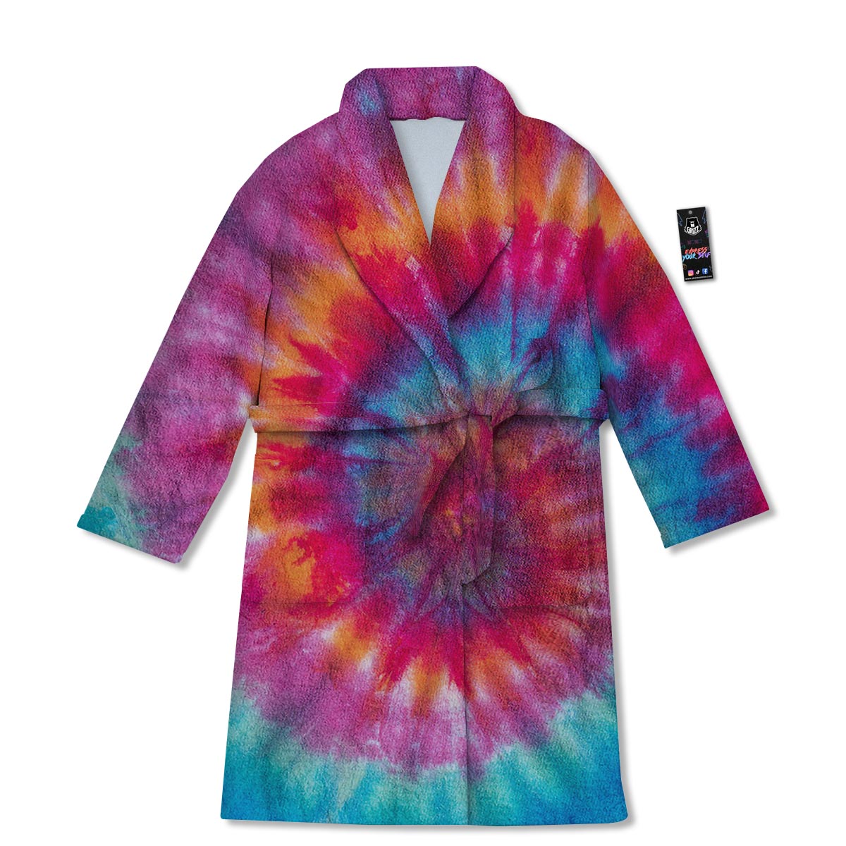 Tie Dye Pattern Print Bathrobe-grizzshop