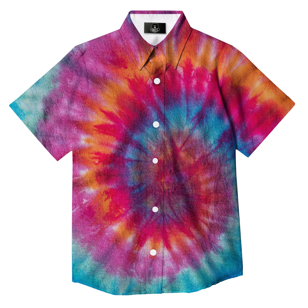Tie Dye Pattern Print Button Up Shirt-grizzshop