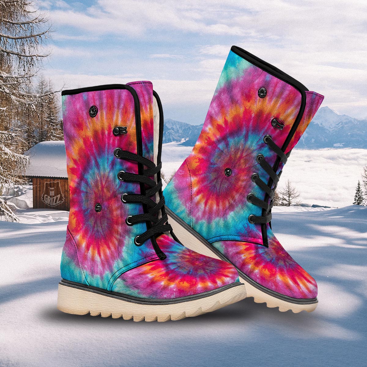 Tie Dye Pattern Print Snow Boots-grizzshop