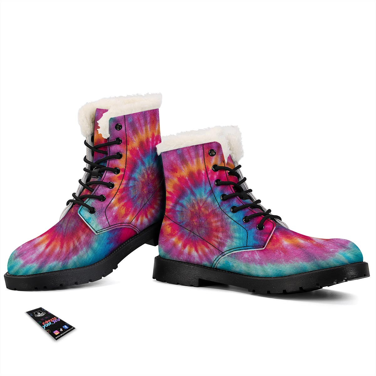 Tie Dye Pattern Print Winter Boots-grizzshop