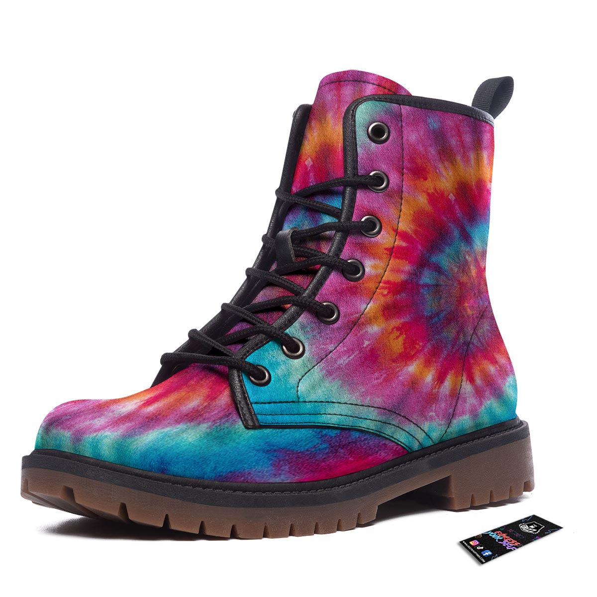 Tie Dye Pattern Print Work Boots-grizzshop
