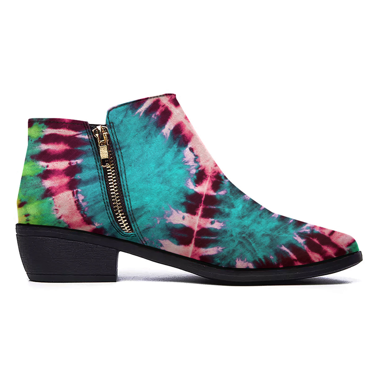 Tie Dye Peace Sign Print Ankle Boots-grizzshop