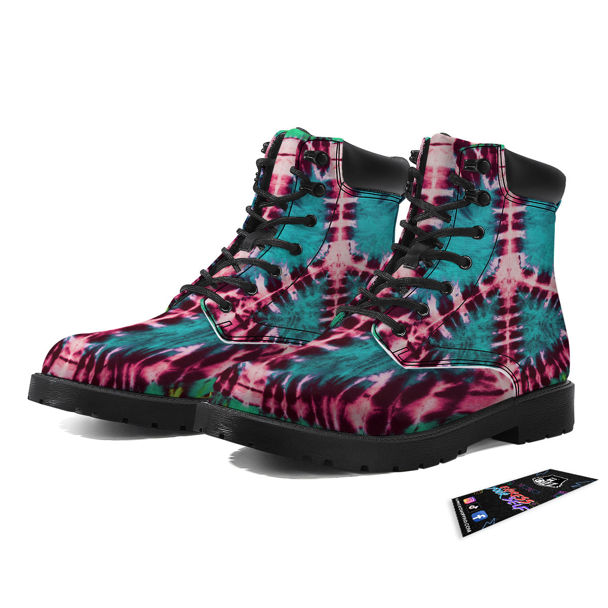 Tie Dye Peace Sign Print Boots-grizzshop