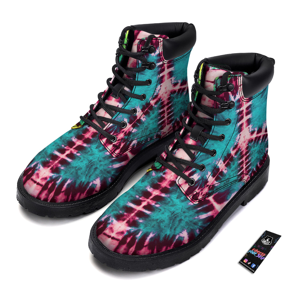 Tie Dye Peace Sign Print Boots-grizzshop