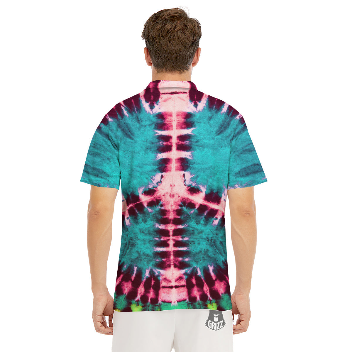 Tie Dye Peace Sign Print Men's Golf Shirts-grizzshop