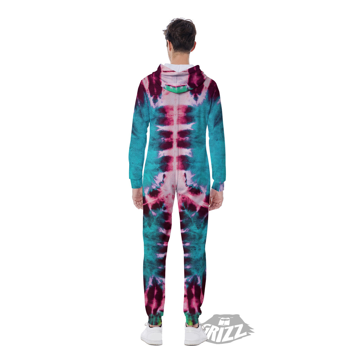 Tie Dye Peace Sign Print Men's Jumpsuit-grizzshop