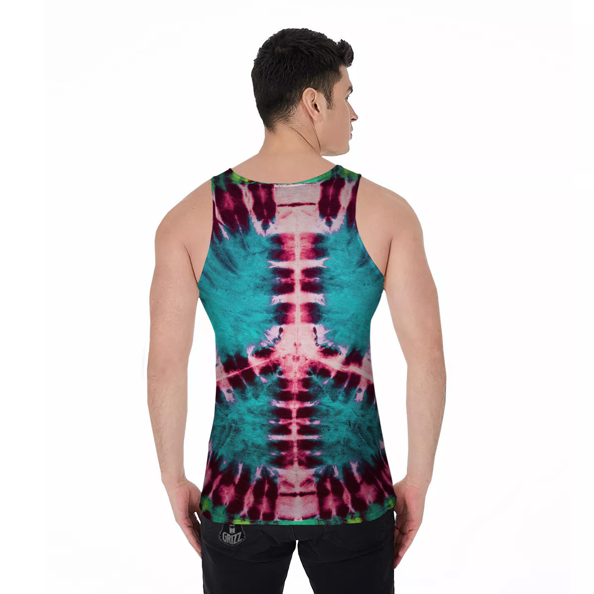 Tie Dye Peace Sign Print Men's Tank Top-grizzshop