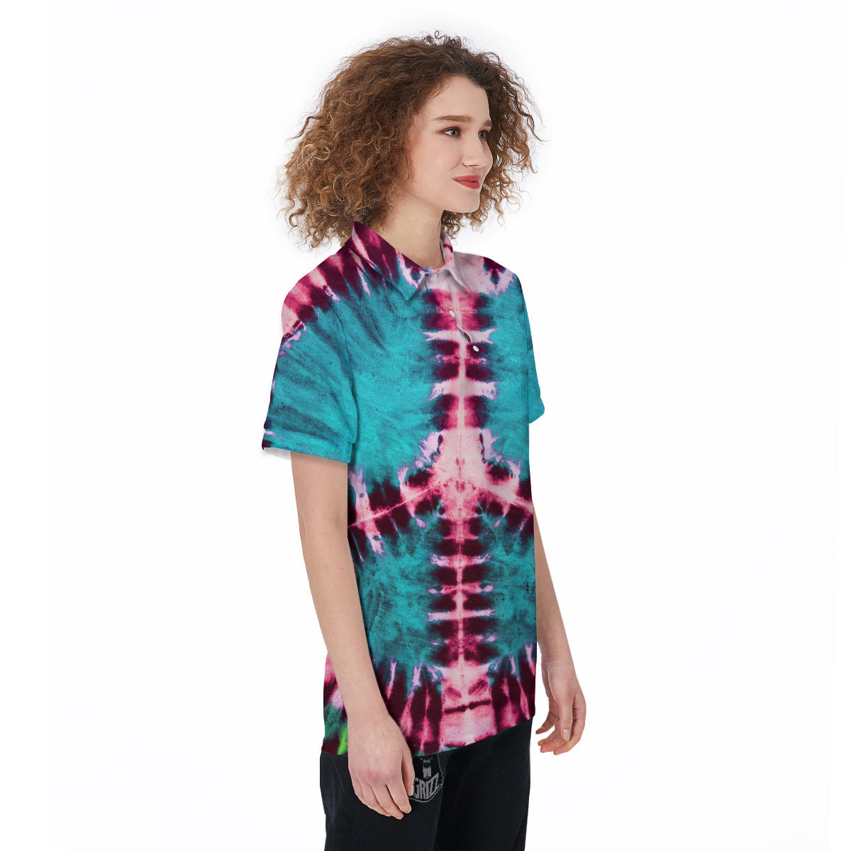 Tie Dye Peace Sign Print Women's Golf Shirts-grizzshop