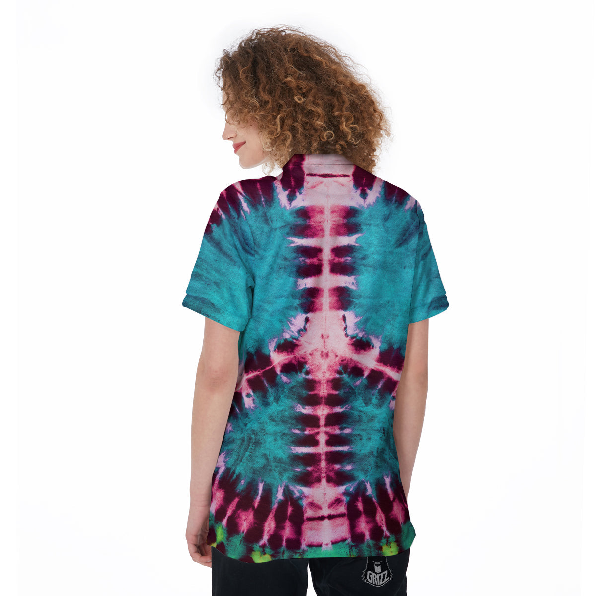 Tie Dye Peace Sign Print Women's Golf Shirts-grizzshop