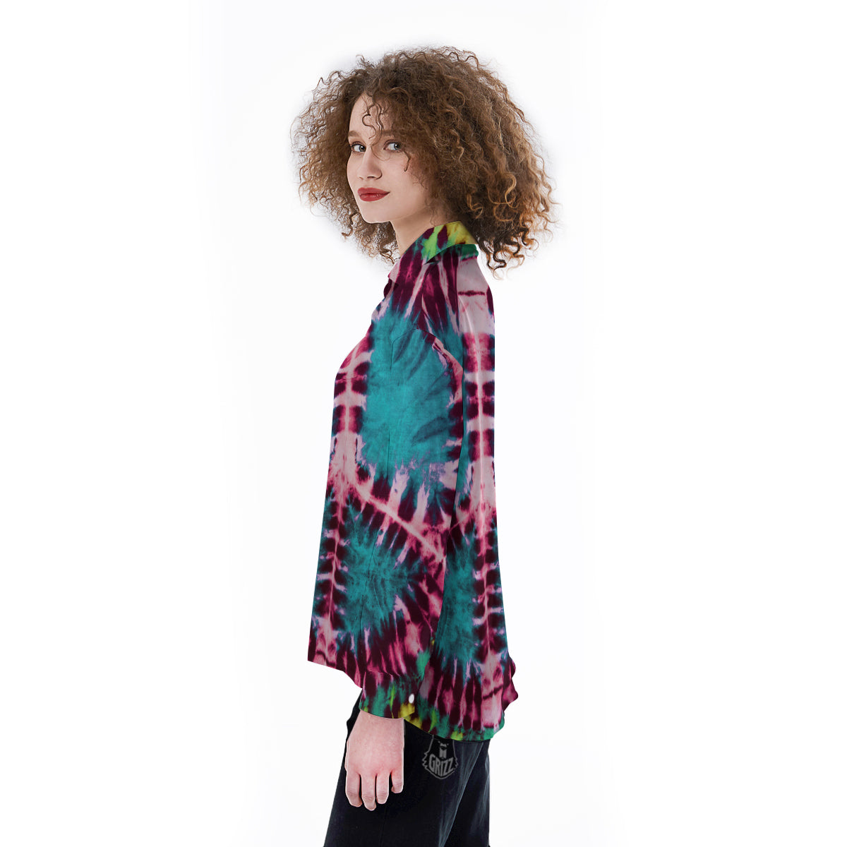 Tie Dye Peace Sign Print Women's Long Sleeve Shirts-grizzshop