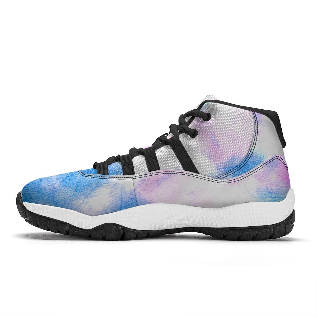 Tie Dye Pink And Teal Print Black Bball Shoes-grizzshop