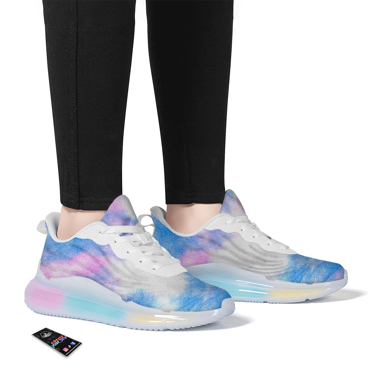 Tie Dye Pink And Teal Print Running Sneakers-grizzshop