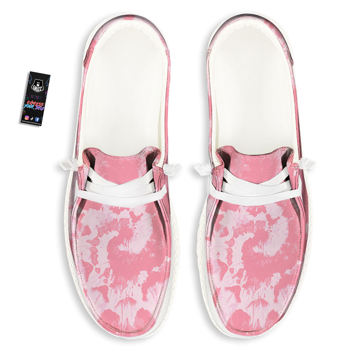 Tie Dye Pink Shibori Print Black Loafers-grizzshop