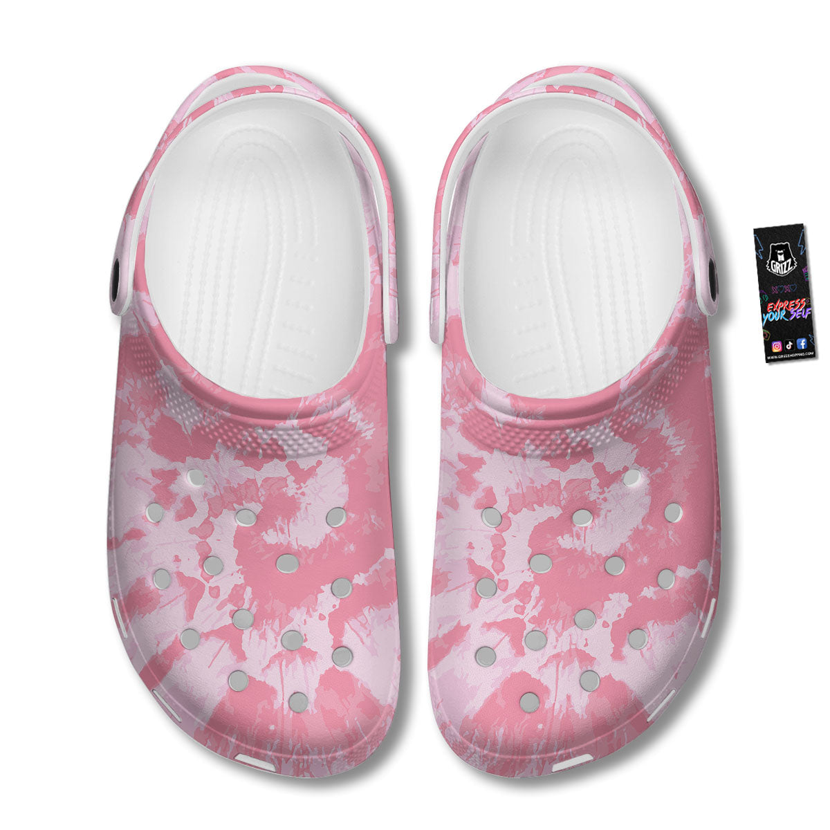 Tie Dye Pink Shibori Print Clog-grizzshop