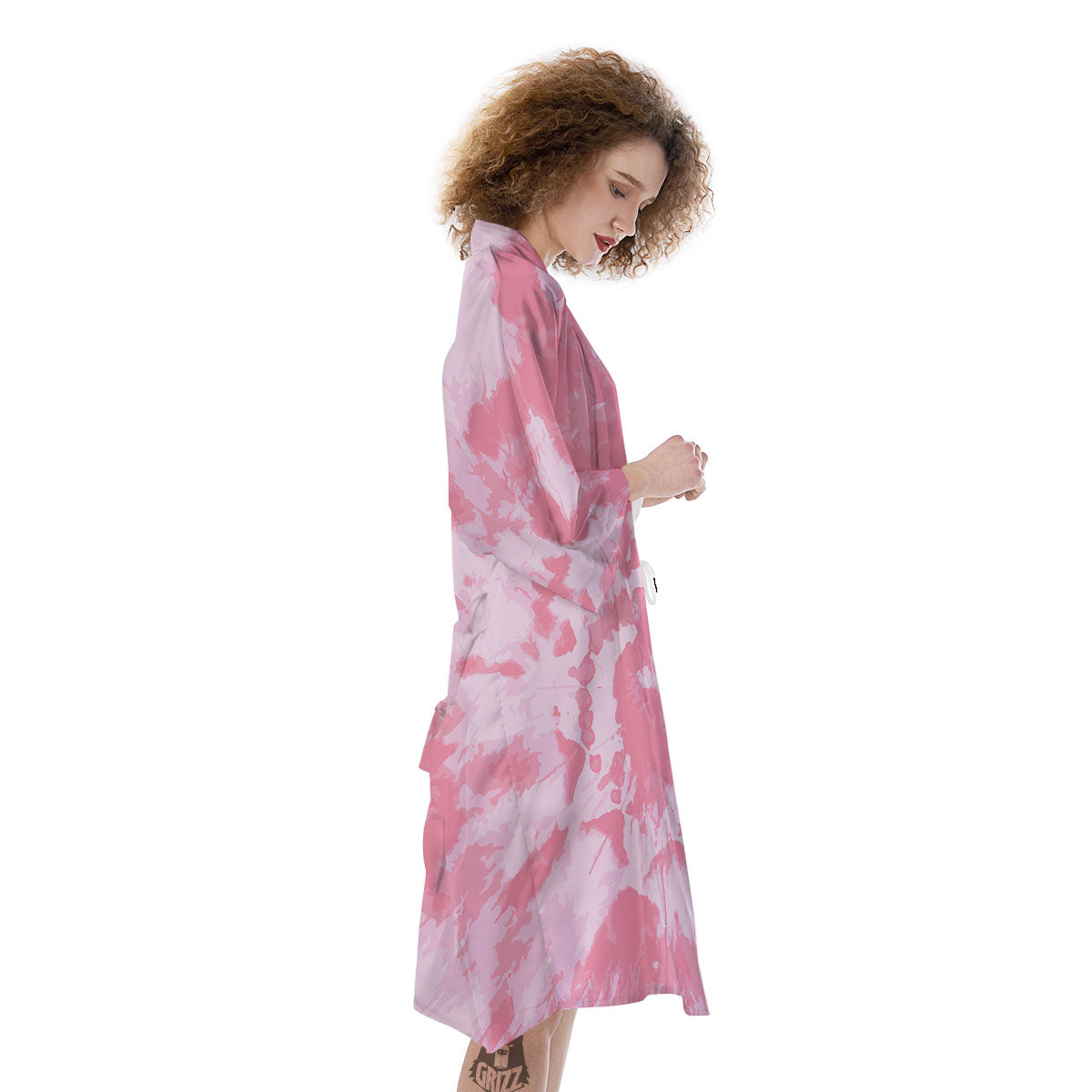 Tie Dye Pink Shibori Print Kimono-grizzshop