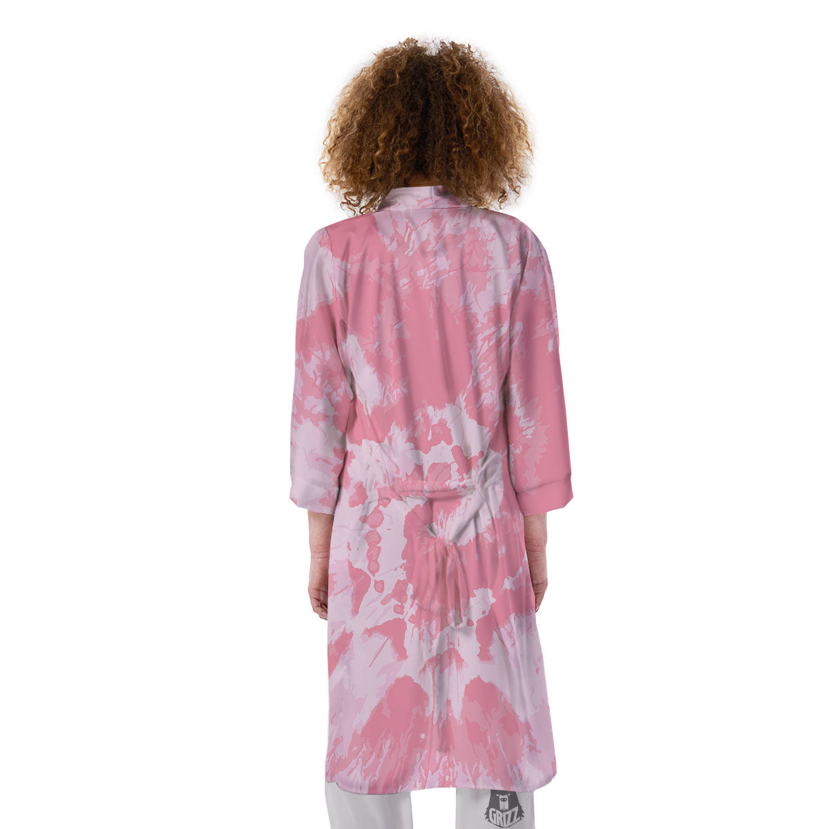 Tie Dye Pink Shibori Print Kimono-grizzshop