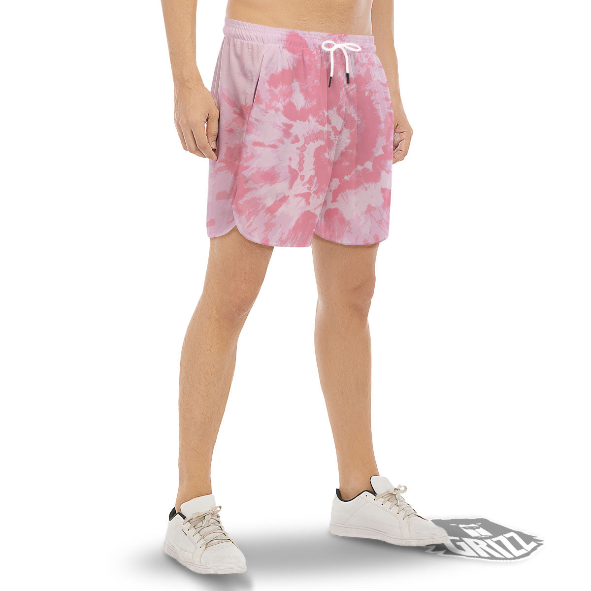 Tie Dye Pink Shibori Print Men's Gym Shorts-grizzshop