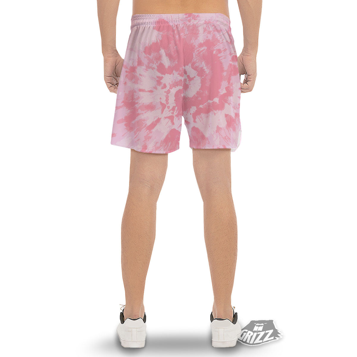 Tie Dye Pink Shibori Print Men's Gym Shorts-grizzshop