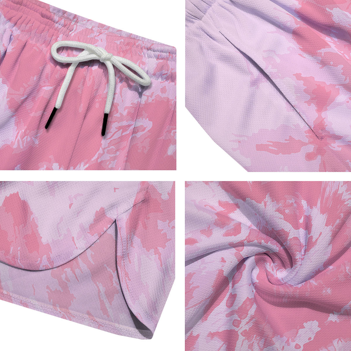 Tie Dye Pink Shibori Print Men's Running Shorts-grizzshop