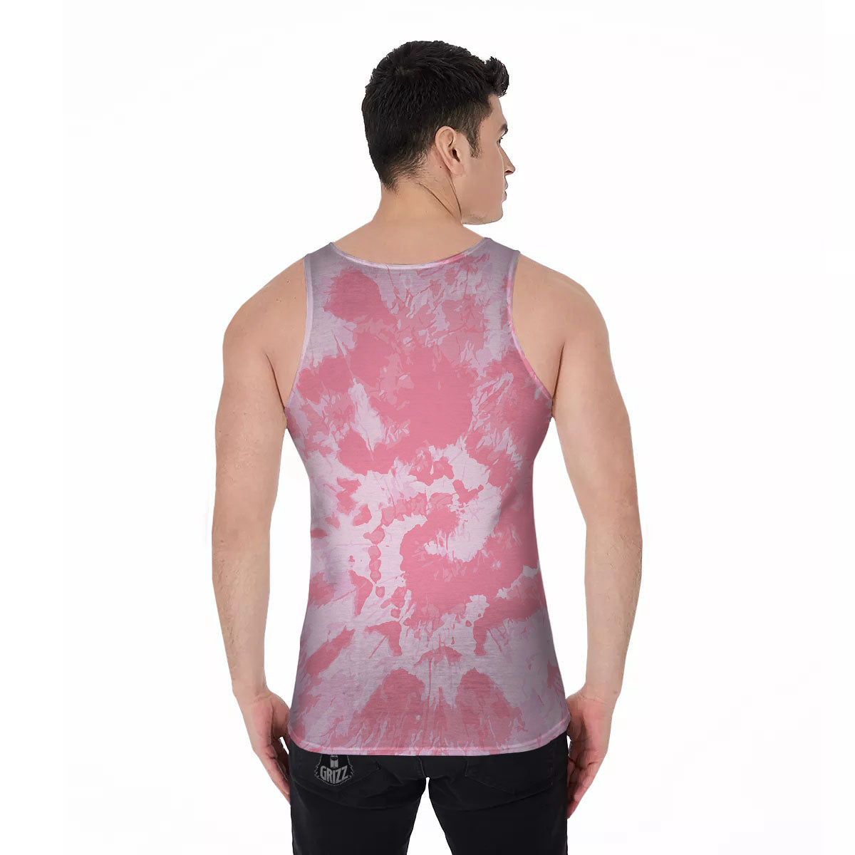 Tie Dye Pink Shibori Print Men's Tank Top-grizzshop