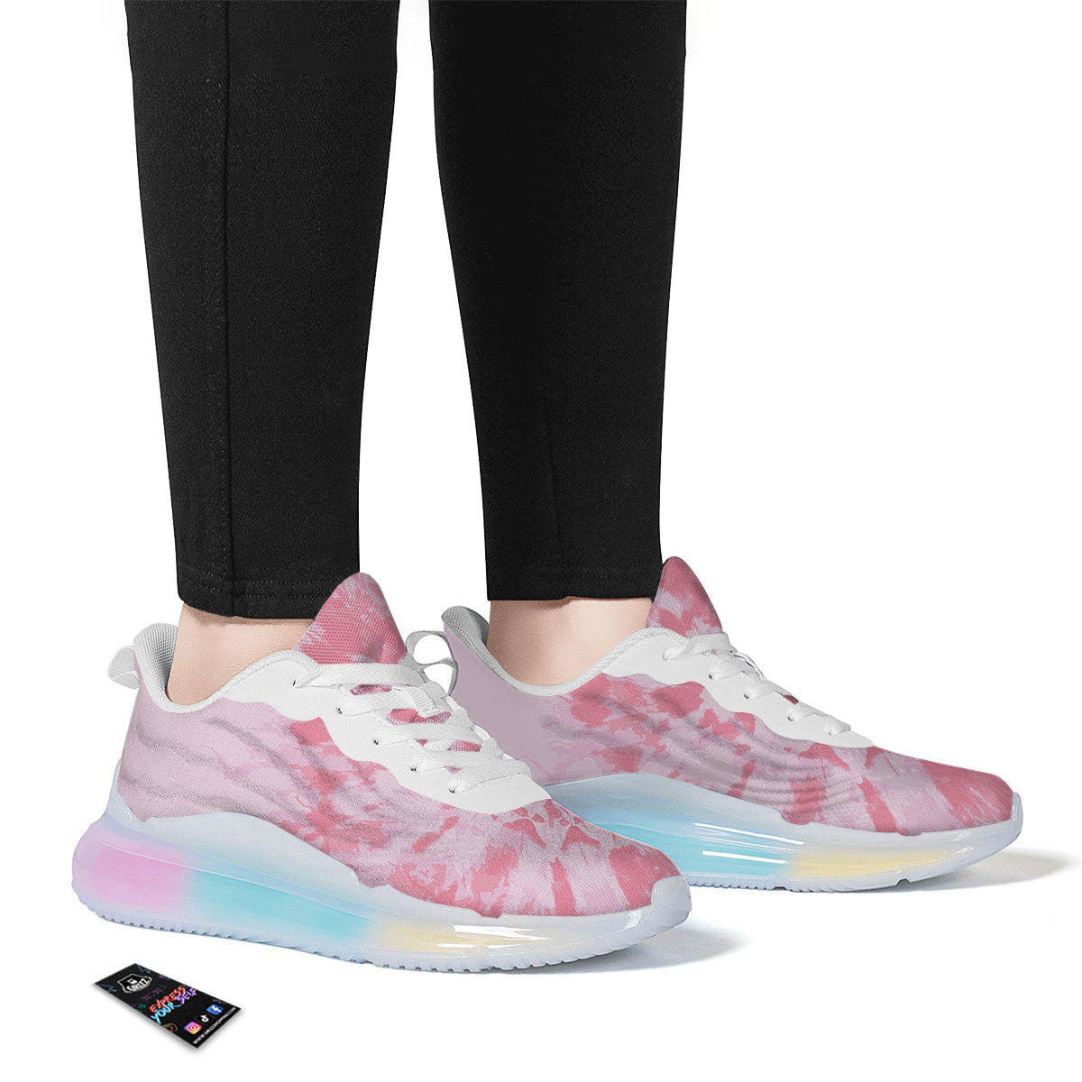 Tie Dye Pink Shibori Print Running Sneakers-grizzshop