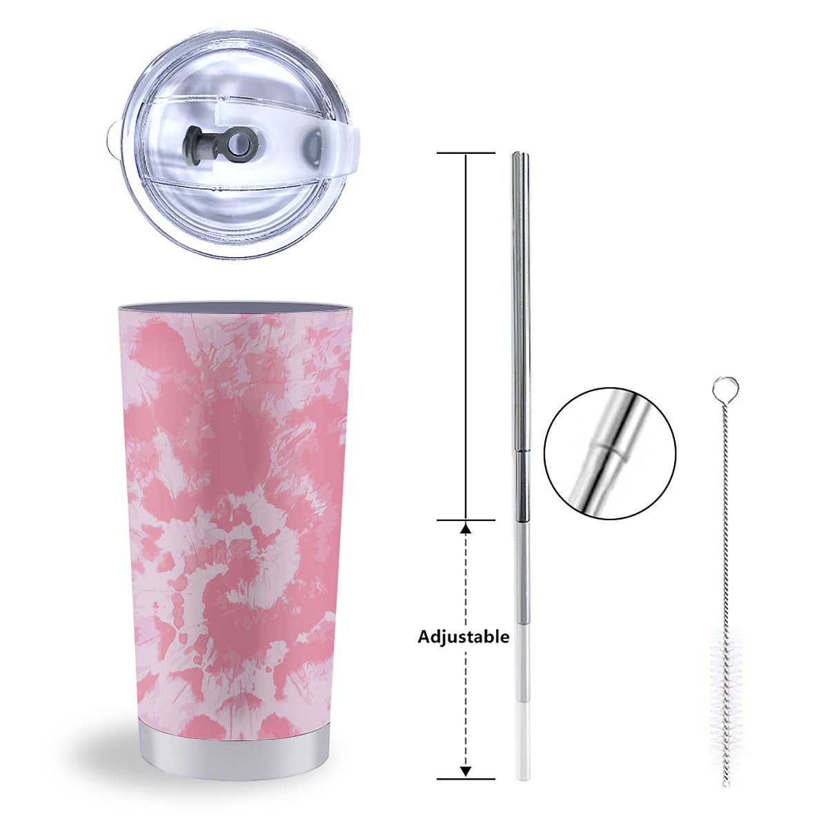 Tie Dye Pink Shibori Print Tumbler-grizzshop