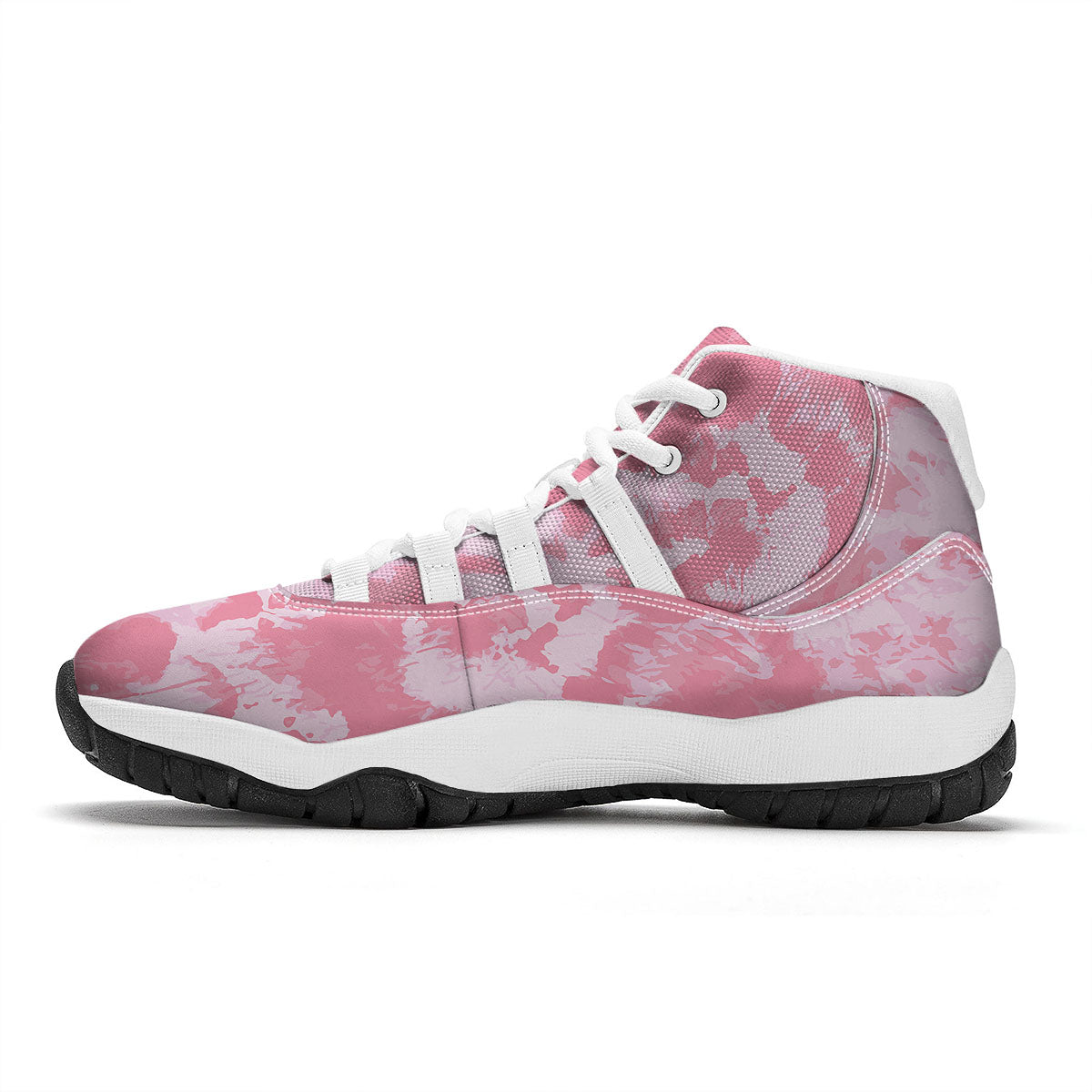 Tie Dye Pink Shibori Print White Bball Shoes-grizzshop