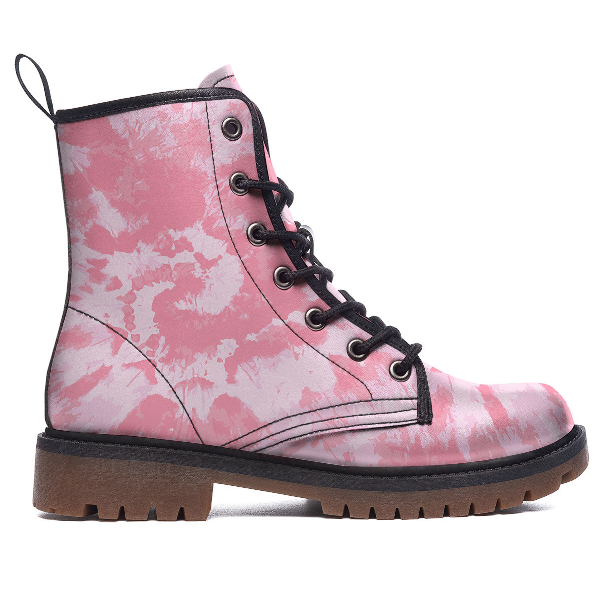 Tie Dye Pink Shibori Print Work Boots-grizzshop