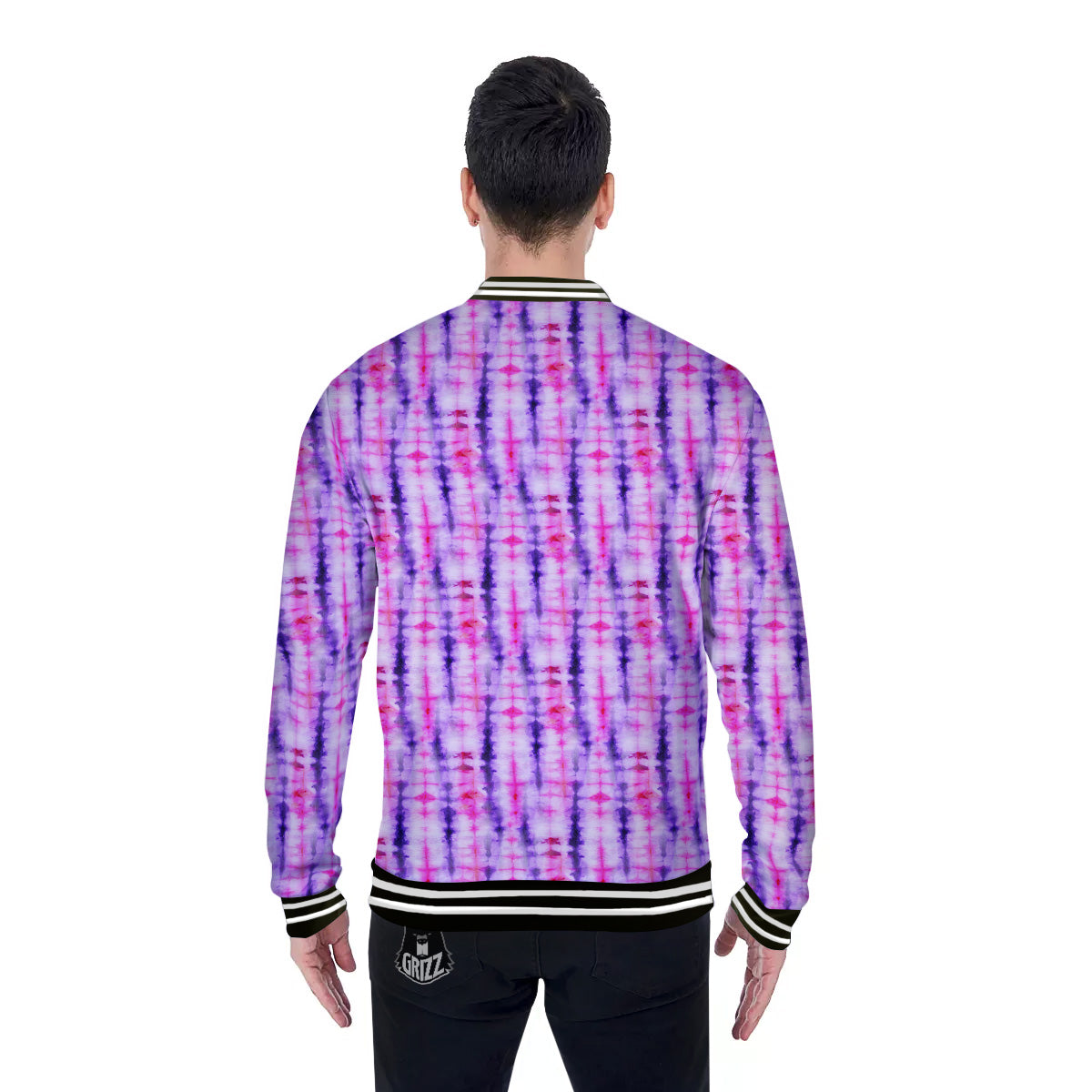 Tie Dye Purple Pink Print Pattern Baseball Jacket-grizzshop