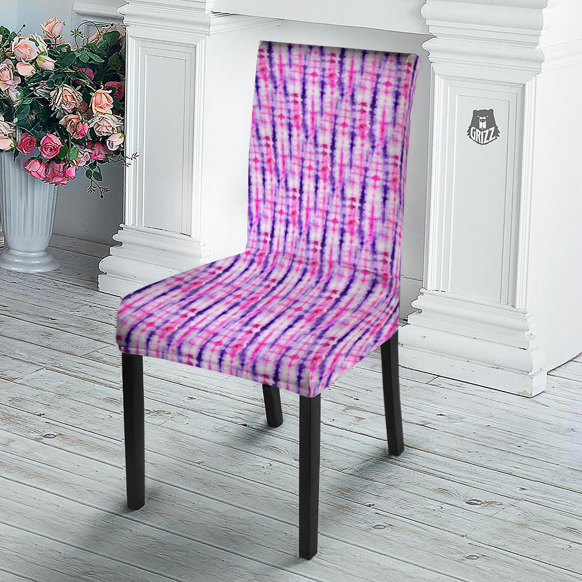 Tie Dye Purple Pink Print Pattern Dining Chair Slipcover-grizzshop