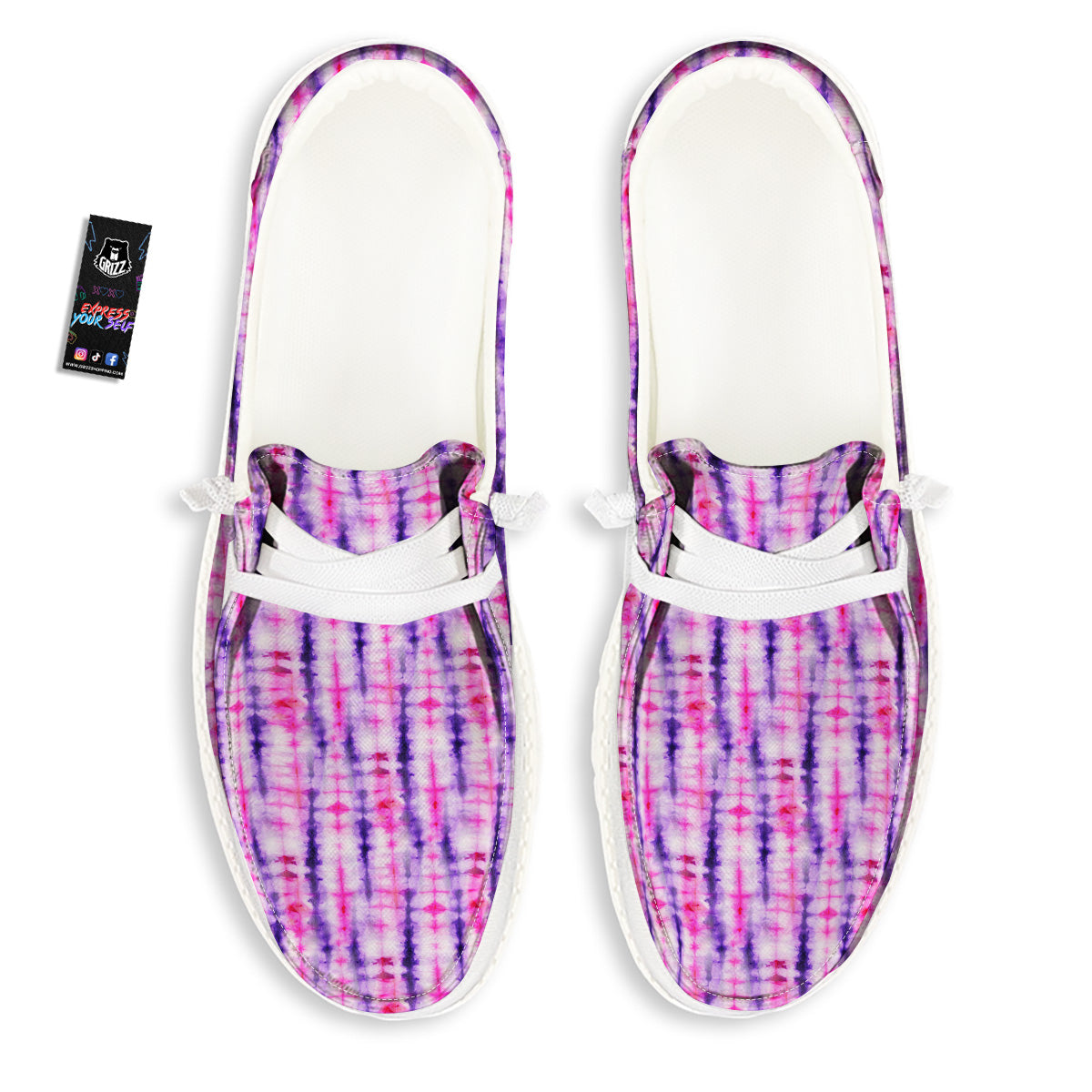 Tie Dye Purple Pink Print Pattern White Loafers-grizzshop