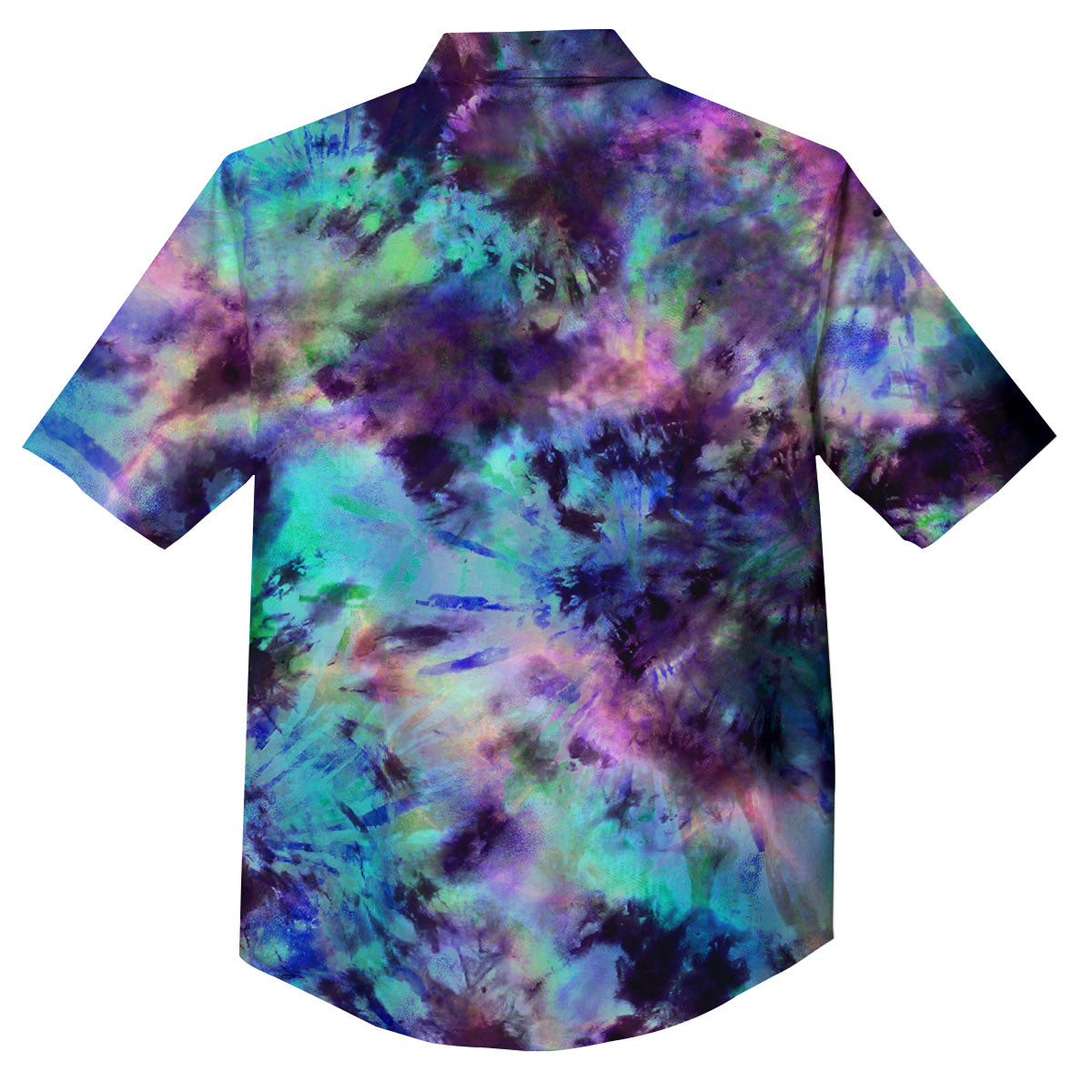 Tie Dye Rainbow And Black Print Button Up Shirt-grizzshop