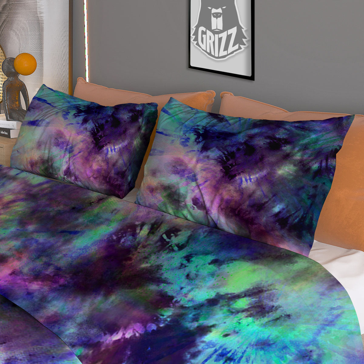 Tie Dye Rainbow And Black Print Duvet Cover Bedding Set