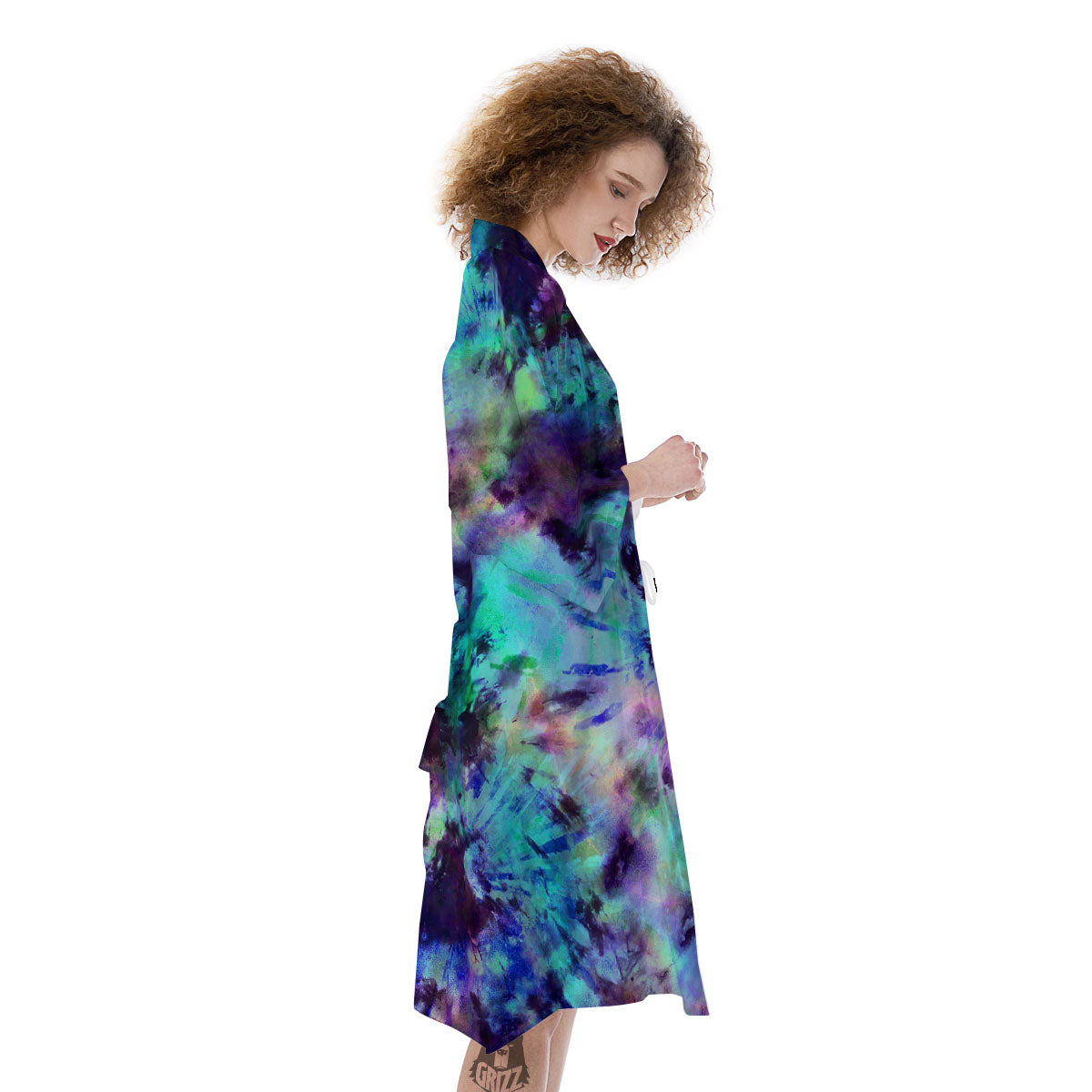 Tie Dye Rainbow And Black Print Kimono-grizzshop