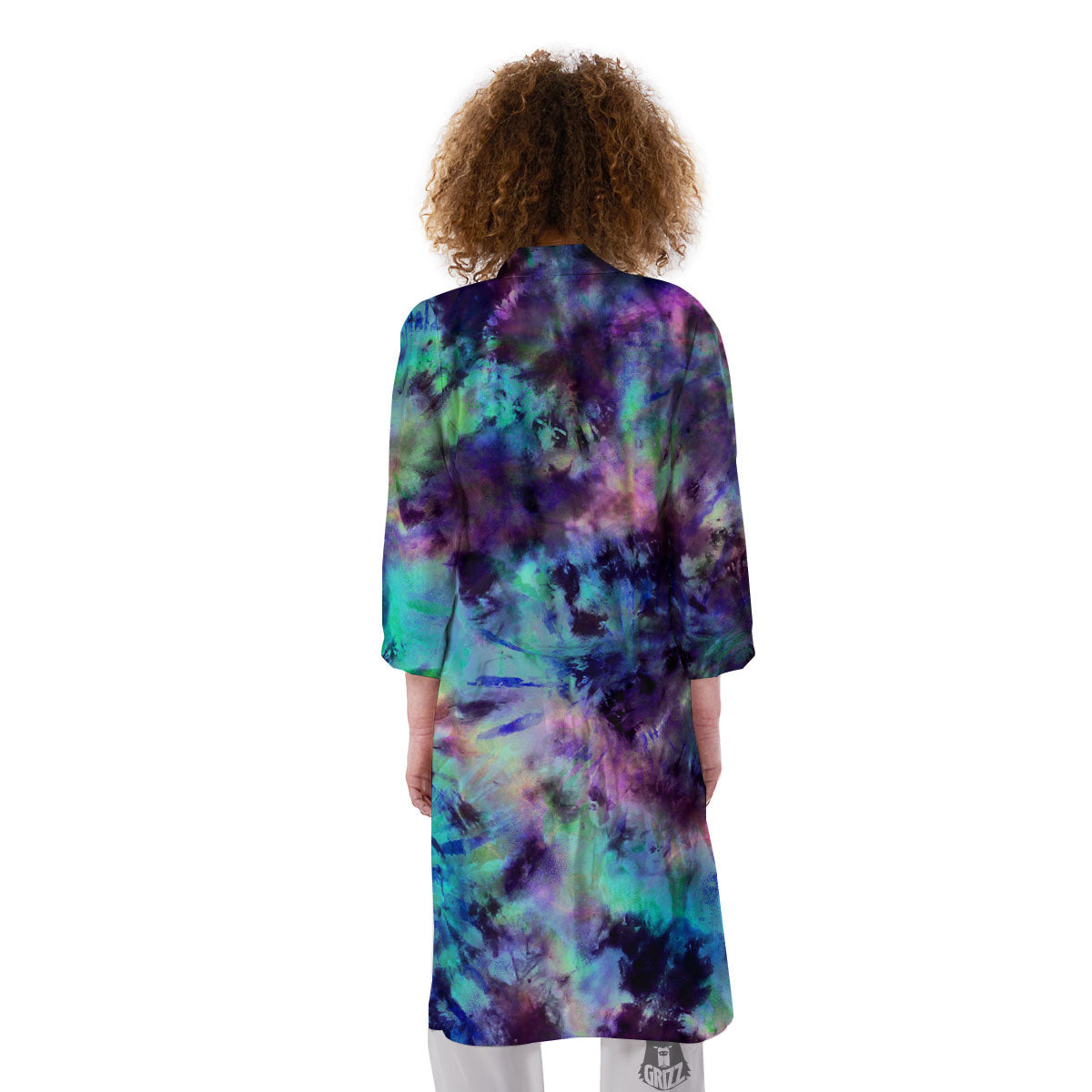Tie Dye Rainbow And Black Print Kimono-grizzshop