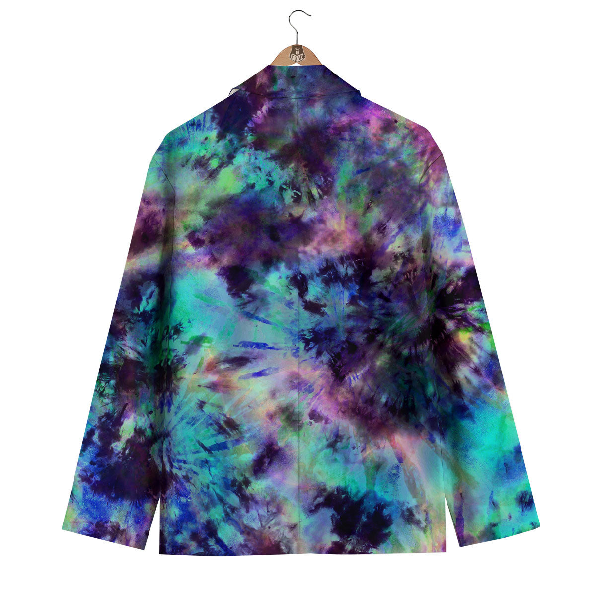Tie Dye Rainbow And Black Print Men's Blazer-grizzshop