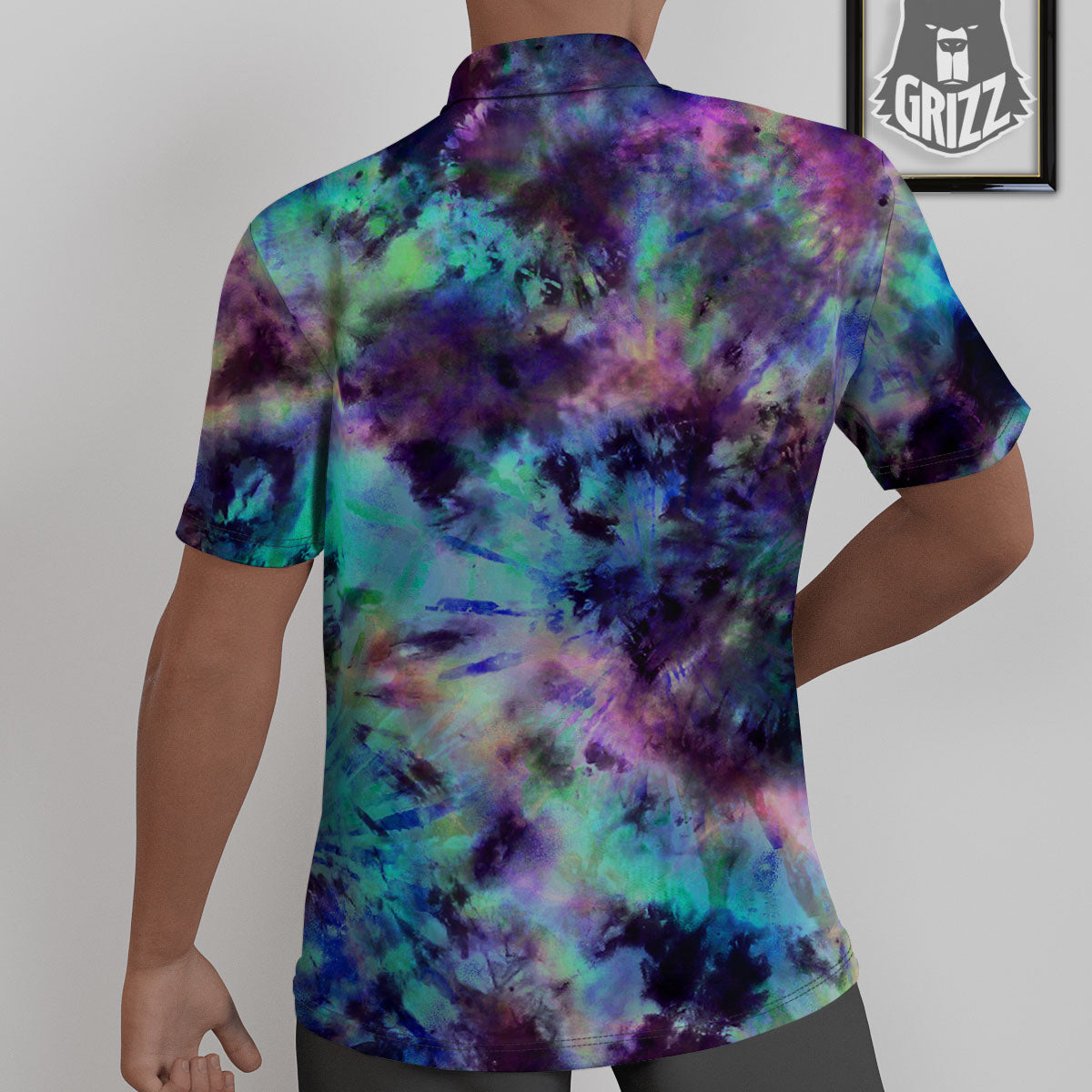 Tie Dye Rainbow And Black Print Untucked Shirts-grizzshop