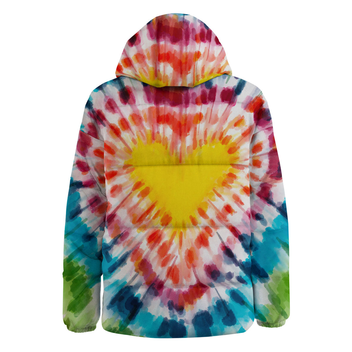 Tie Dye Rainbow Heart Print Down Jacket-grizzshop