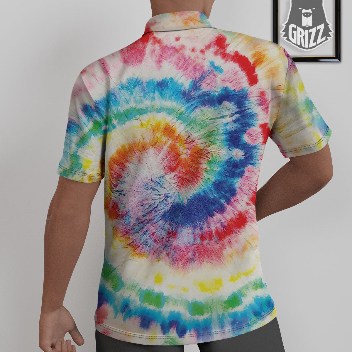 Tie Dye Rainbow Spiral Print Untucked Shirts-grizzshop