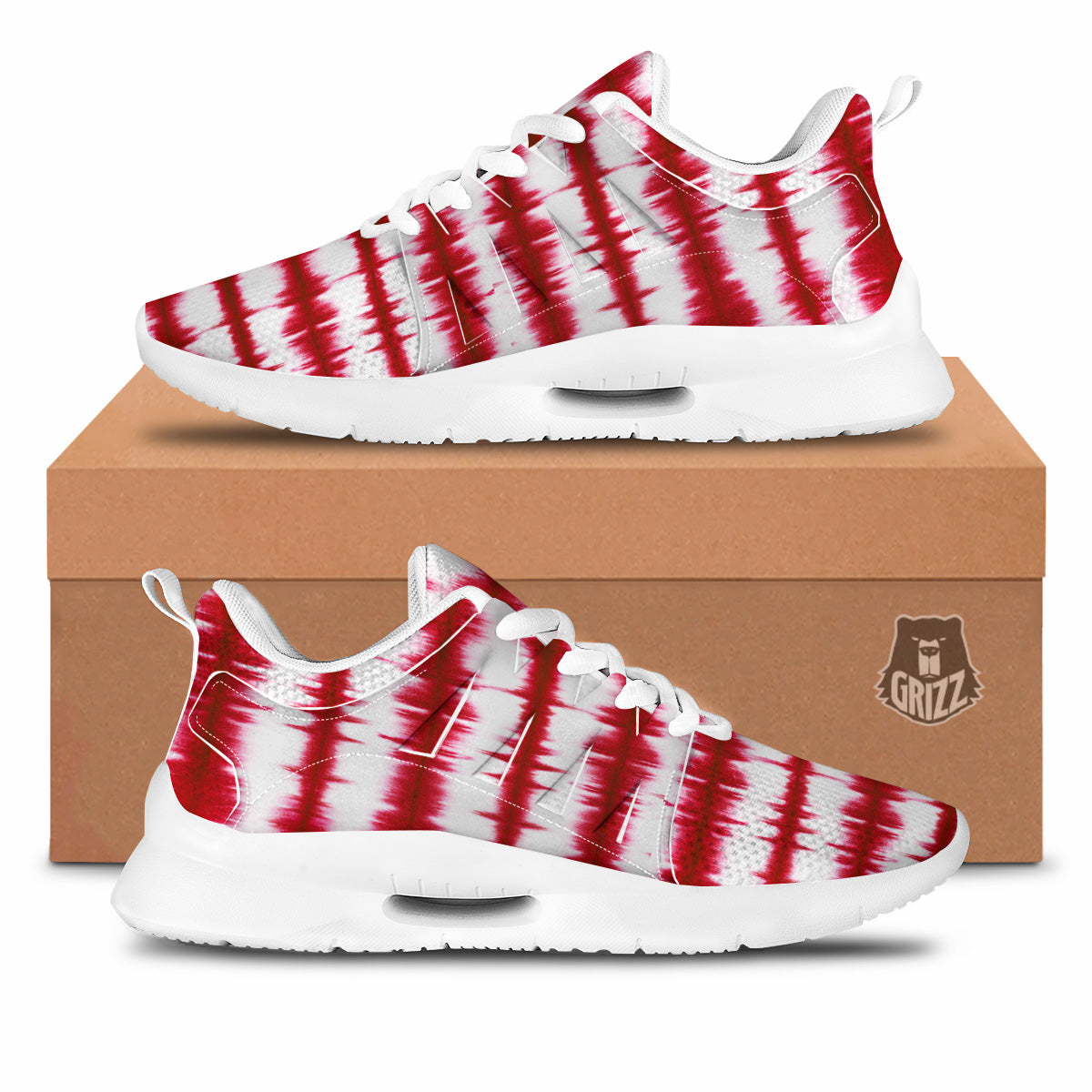 Tie Dye Red Stripe Print Pattern Tennis Shoes-grizzshop