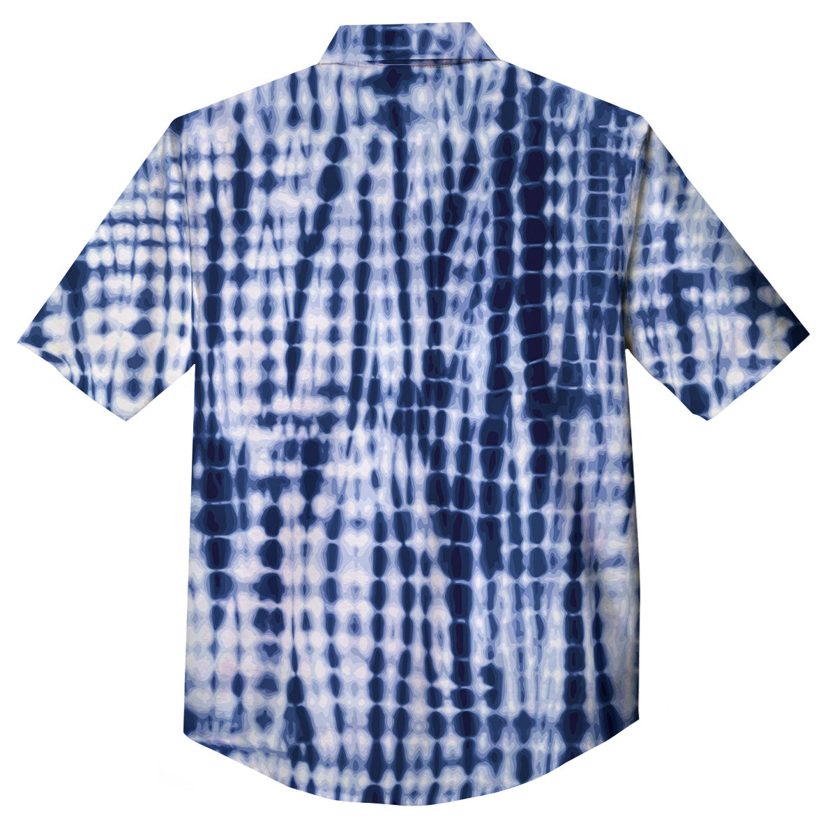 Tie Dye Shibori Blue Print Button Up Shirt-grizzshop